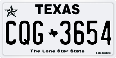 TX license plate CQG3654