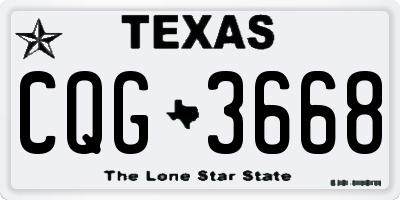TX license plate CQG3668