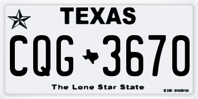 TX license plate CQG3670