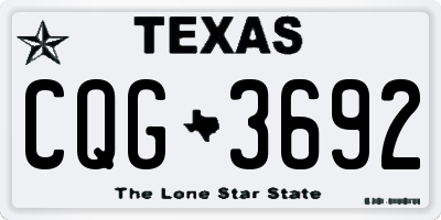 TX license plate CQG3692