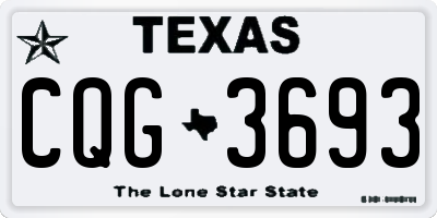 TX license plate CQG3693