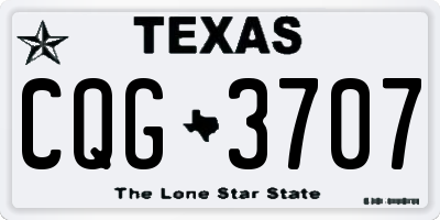 TX license plate CQG3707