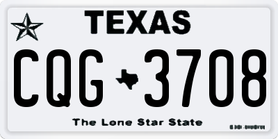 TX license plate CQG3708