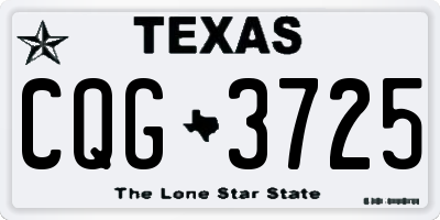 TX license plate CQG3725