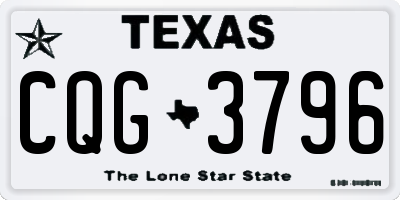 TX license plate CQG3796