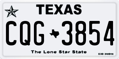 TX license plate CQG3854