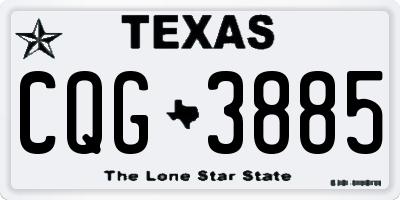 TX license plate CQG3885