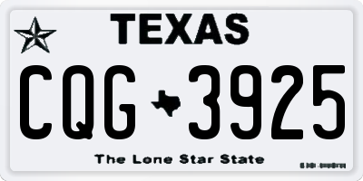 TX license plate CQG3925