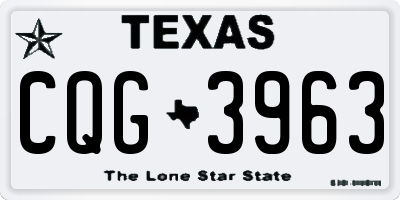 TX license plate CQG3963