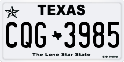 TX license plate CQG3985