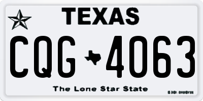 TX license plate CQG4063