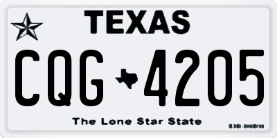 TX license plate CQG4205