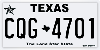 TX license plate CQG4701