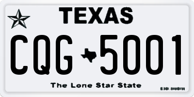 TX license plate CQG5001