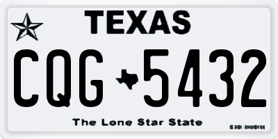 TX license plate CQG5432