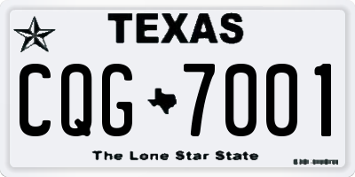 TX license plate CQG7001