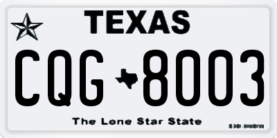 TX license plate CQG8003