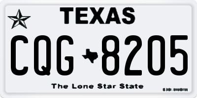 TX license plate CQG8205