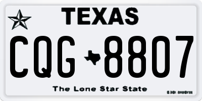 TX license plate CQG8807