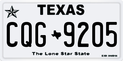 TX license plate CQG9205