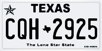TX license plate CQH2925