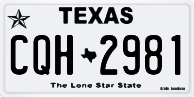 TX license plate CQH2981