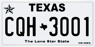 TX license plate CQH3001