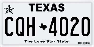 TX license plate CQH4020