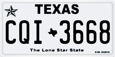 TX license plate CQI3668