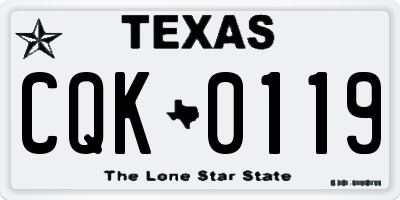 TX license plate CQK0119