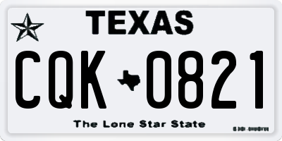 TX license plate CQK0821