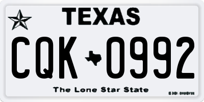 TX license plate CQK0992