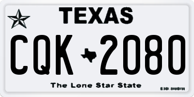 TX license plate CQK2080