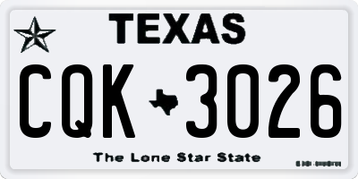 TX license plate CQK3026