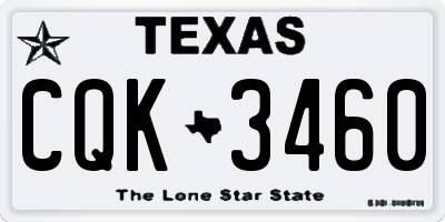 TX license plate CQK3460