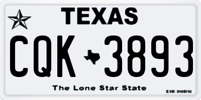 TX license plate CQK3893
