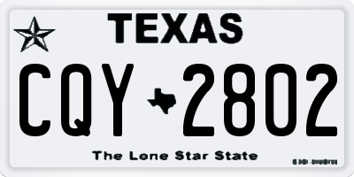 TX license plate CQY2802