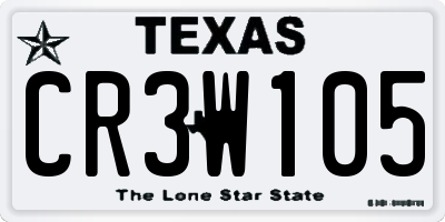 TX license plate CR3W105