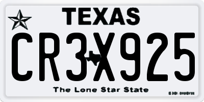 TX license plate CR3X925