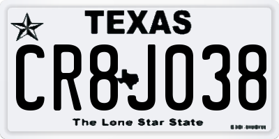 TX license plate CR8J038