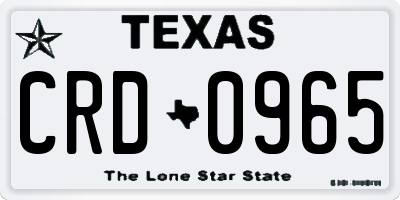 TX license plate CRD0965