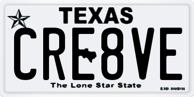 TX license plate CRE8VE