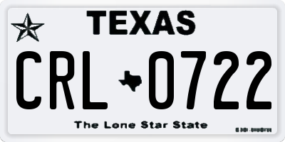 TX license plate CRL0722