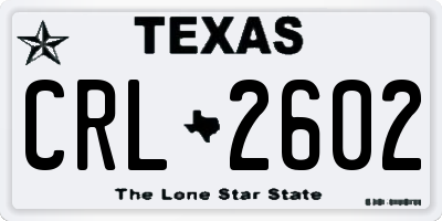 TX license plate CRL2602