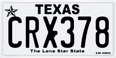 TX license plate CRX378