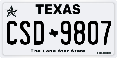 TX license plate CSD9807