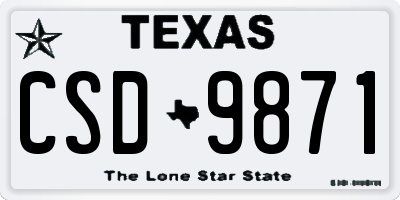TX license plate CSD9871