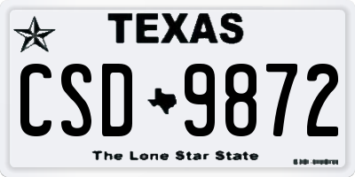 TX license plate CSD9872