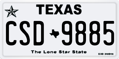 TX license plate CSD9885