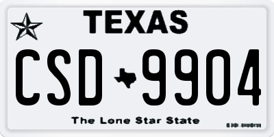 TX license plate CSD9904